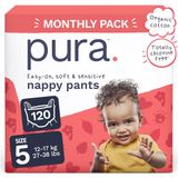 Pura Eco slipjes maat 5 (12-17 kg), 120 in totaal in 6 verpakkingen, wegwerp- en wegwerpbroekjes voor gevoelige en allergiegevoelige huid, hypoallergeen