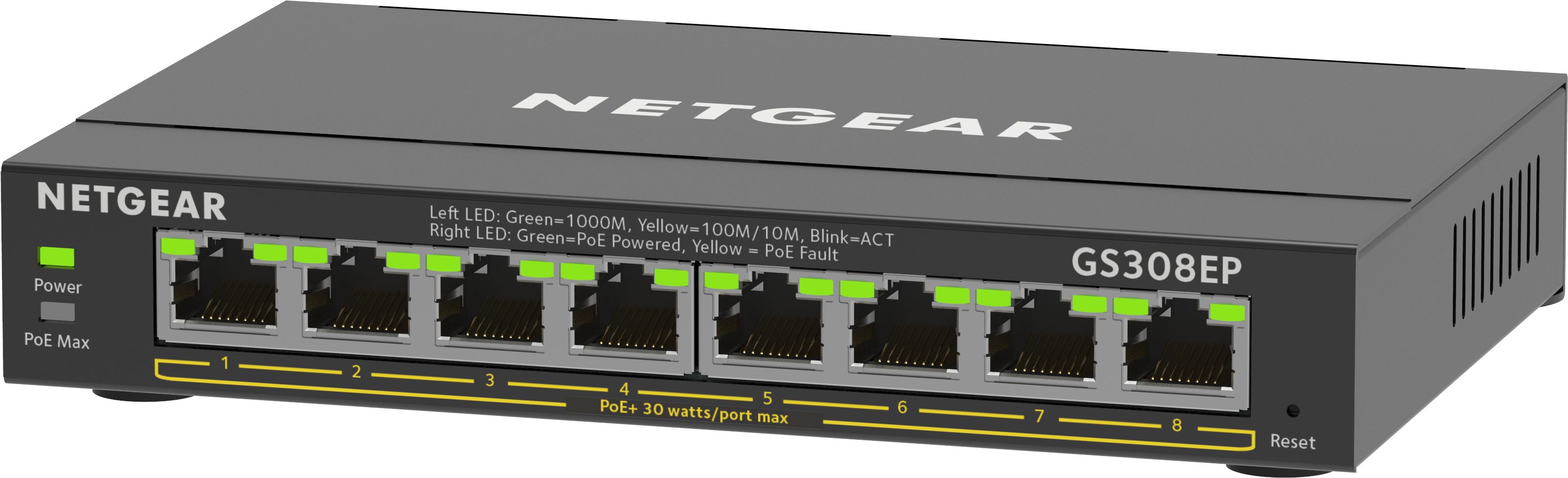 NETGEAR GS308EP - 8-Port Gigabit Ethernet PoE+ Plus Switch - Managed