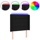 VidaXL Hoofdbord met LED-strip Zwart Polyester/Hout 83x16x118/128 cm