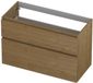 INK - Onderkast 2 Laden Greeploos Fineer Eiken met Houten Keerlijst A-symmetrisch - 1000x450x650 Mm - Natur Fineer