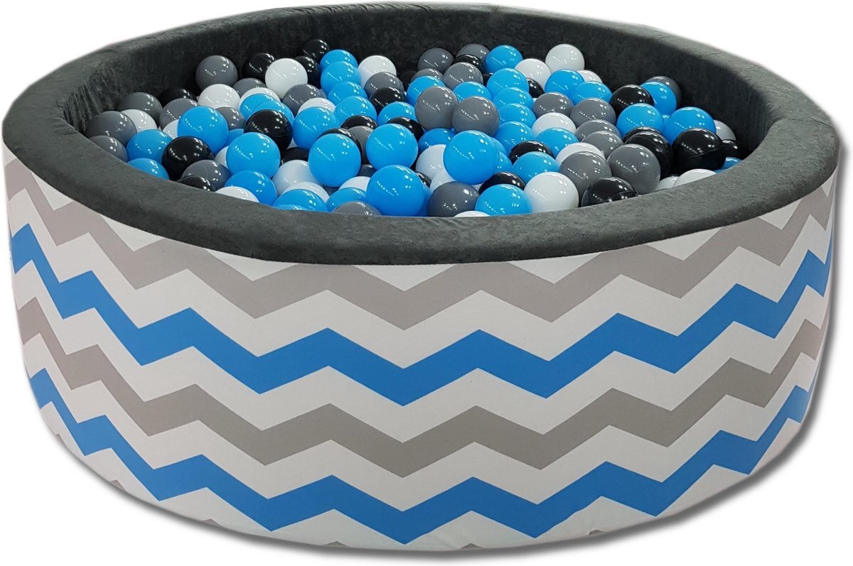 Viking Choice Ballenbak - 200 ballen - 90 x 30 cm - ballenbad - Gestreept - blauw grijs