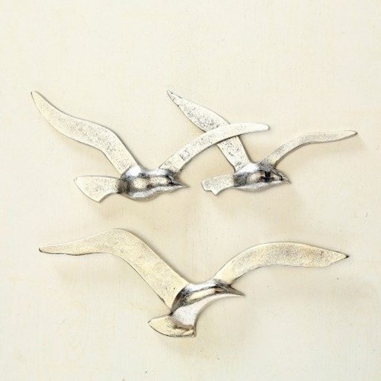 Moortje Wand - Decoratie - Vogels - Zilver - 35 cm