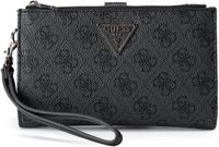 GUESS Laurel II SLG Double Zip Organizer Coal Logo donkergrijs portemonnee