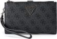 GUESS Laurel II SLG Double Zip Organizer Coal Logo donkergrijs portemonnee