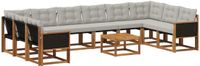 vidaXL Hoek loungeset 10 zitplaatsen acacia hout naturel en lichtgrijs