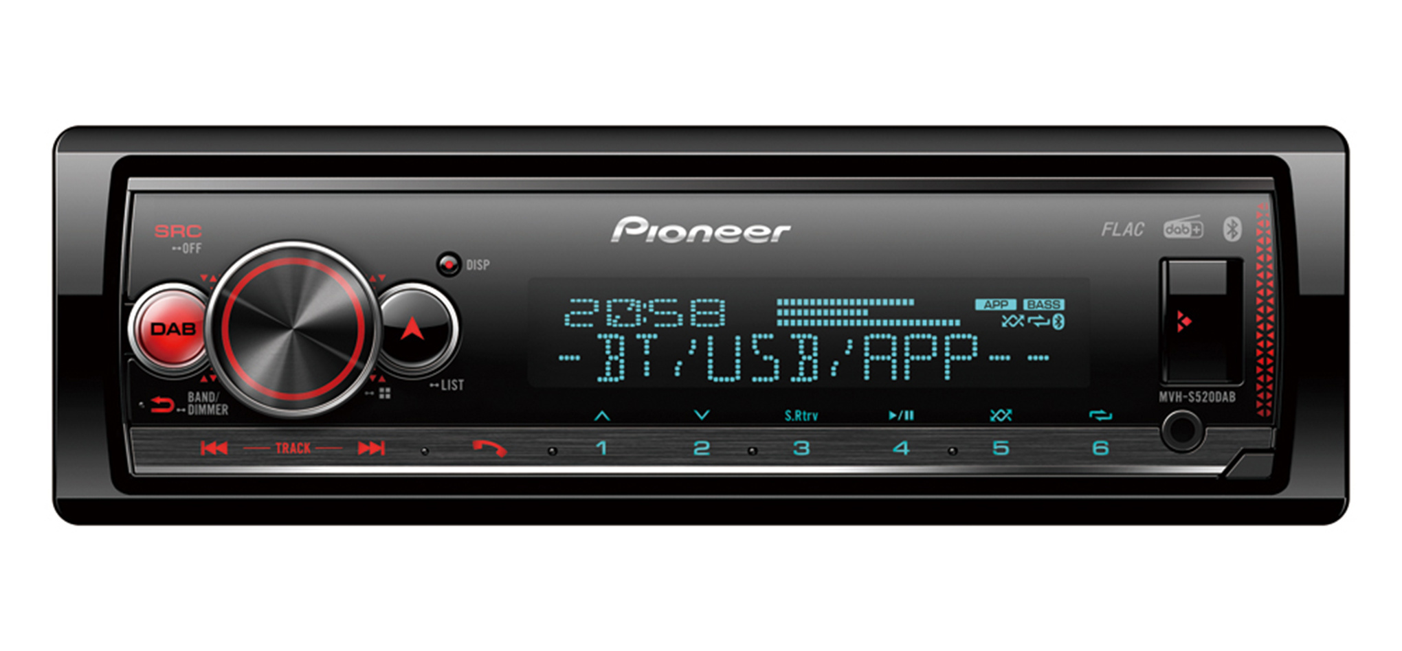 Pioneer MVH-S520DABAN-PH - Autoradio - Enkel din - USB - Bluetooth - 4x50 Watt