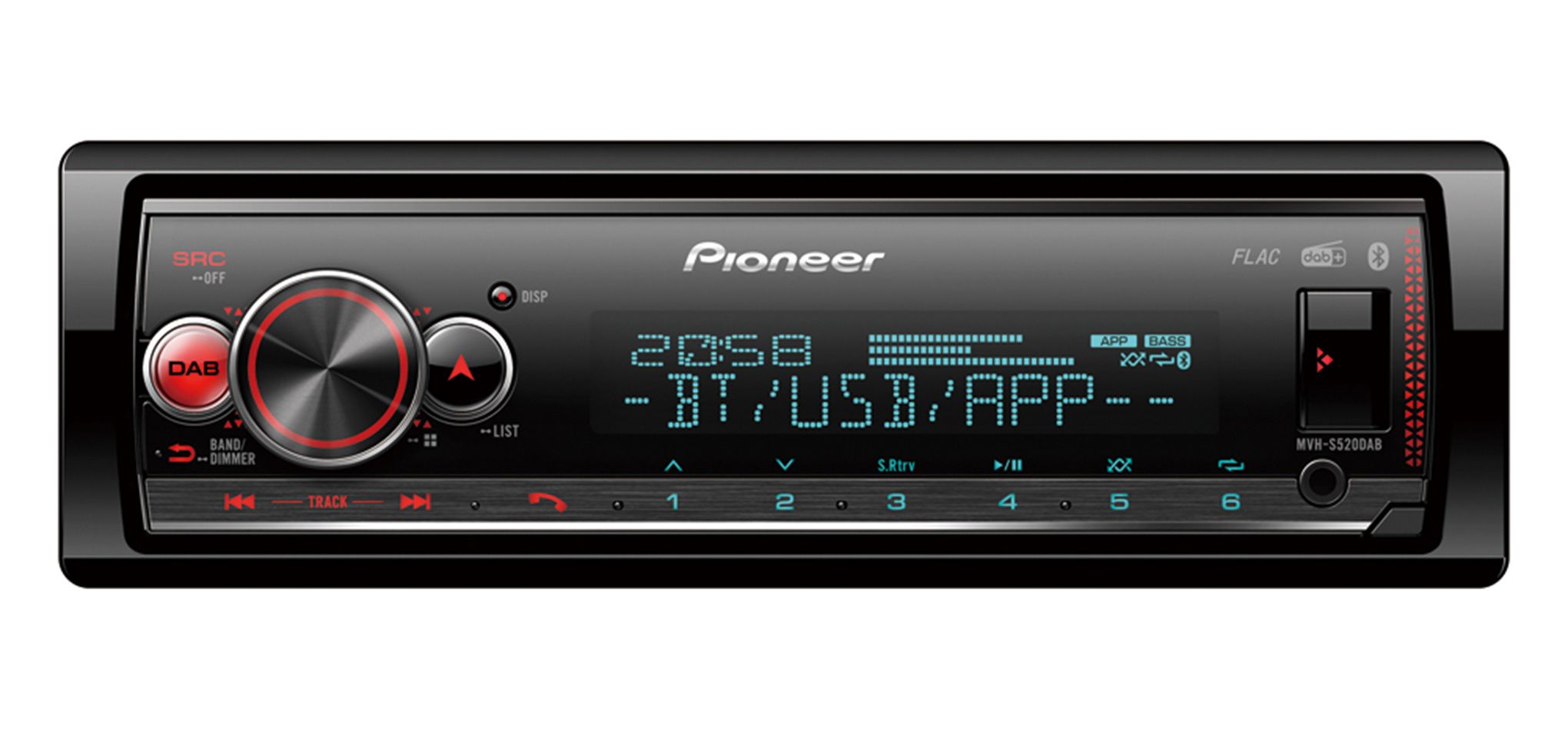 Pioneer MVH-S520DABAN-PH Autoradio - Enkel din - USB - Bluetooth - 4x50 Watt