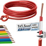 Aderleiding bedradingsleiding - enkele draad flexibel 1,5 mm2 - PVC kabel - H07V-K 1,5 mm² - kleur: rood - 20 m