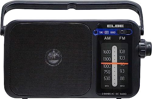 Elbe ELBE RF-942 Am/FM-radio, analoog, draagbaar, zwart, netvoeding of batterijen eenvoudig te synchroniseren