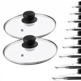 KADAX Glazen dekselset, 2 stuks, 18 cm, Transparant/Zilver/Zwart