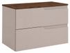 3xE living Armoire de salle de bain, suspendue, 80 cm de large, avec tiroirs, corps en bois cachemire, portes en bois de noyer, dimensions : 80 x 46 x 58,6 cm