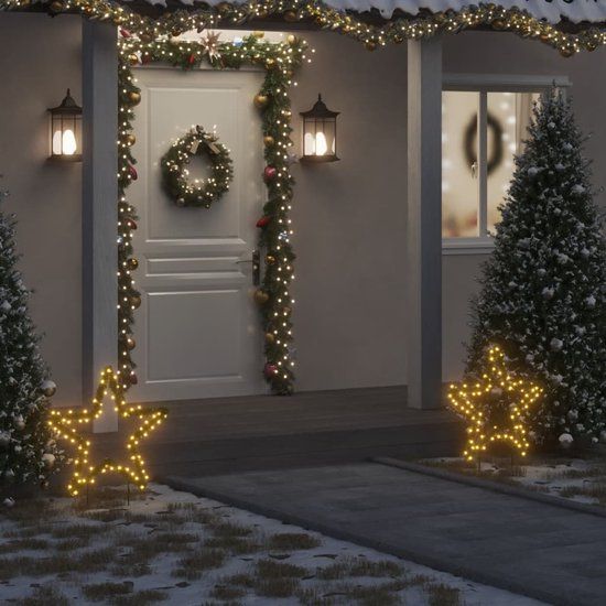 vidaXL Kerstverlichting Ster met Grondpinnen 80 LED Wit Licht Knipperfunctie 60 cm