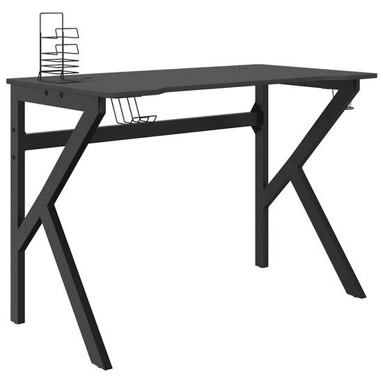 vidaXL Gamingbureau met K-vormige poten 110x60x75 cm zwart