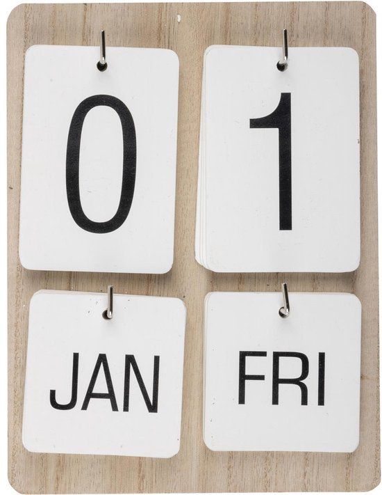 Merkloos Edco Wandkalender hout 22x17x2,5cm