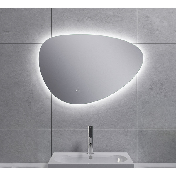 Wiesbaden Uovo Spiegel asymetrisch 60cm met spiegelverwarming met LED verlichting rondom dimbaar 38.4162