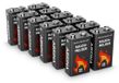 ABSINA 12 stuks piles 9V - Piles alcalines, étanches, adaptées aux détecteurs de fumée, détecteurs de mouvement et détecteurs de monoxyde de carbone