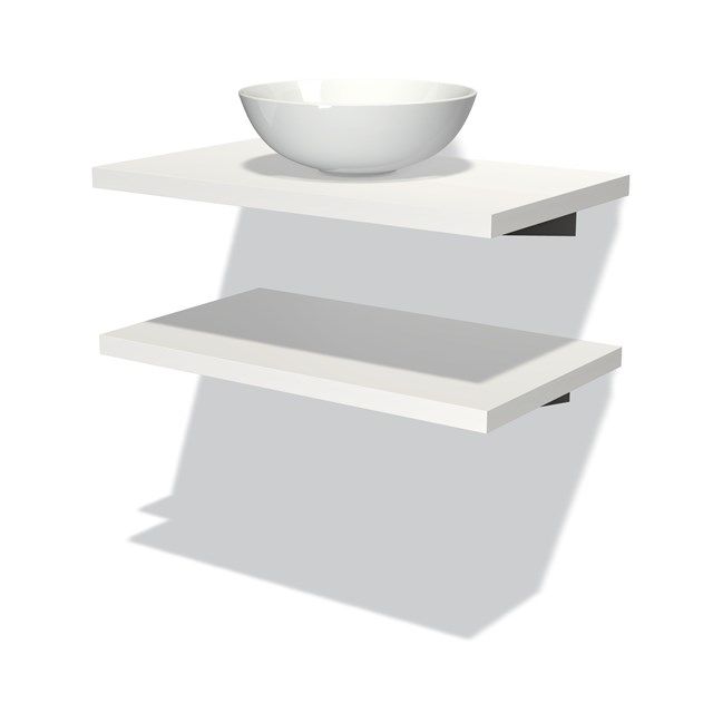 Maxaro Badkamermeubel voor Waskom 80 cm Modulo Plato Mat Wit 2 Wastafelbladen