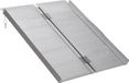 Rampe pour fauteuil roulant Rampe pliable en aluminium Portable Antidérapant Capacité de charge 270 kg Rebords de sécurité et poignée de transport Dimensions 91×74×5 cm Argent