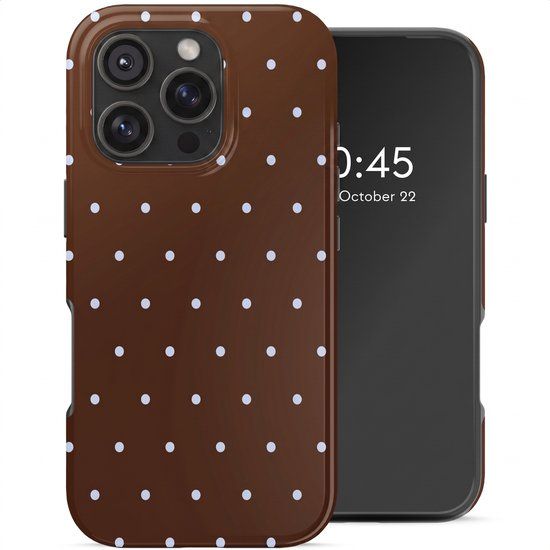 Selencia Hoesje - Geschikt voor Apple iPhone 17 Pro - Backcover - Happy Dots Chocolate