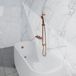 FortiFura Nebbio Ensemble de baignoire - mitigeur thermostatique - barre de glissière avec raccord mural intégré - tuyau de douche lisse - douchette ronde - combinaison de remplissage de baignoire - PVD - cuivre brossé