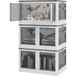 Boîtes de rangement pliables et empilables 69l en plastique avec couvercle et 4 roulettes, accès à 5 côtés, blanc
