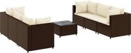 vidaXL 7-delige hoek loungeset met kussens polyrattan bruin en crème