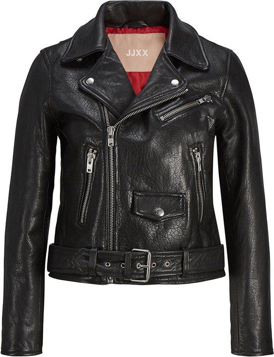 Jack & Jones Holly Biker Leather Jacket Black Women's S