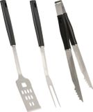 Merkloos BBQ/barbecue gereedschap - set 3-delig - RVS - tang - vork - spatel