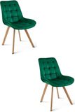 LEOBERT SORIA Set van 2 eetkamerstoelen - Fluweel groen - Eiken poten - Modern design