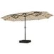 Yaheetech Parasol double de terrasse 15 ft - 36 LED solaires - Socle et sacs de sable inclus
