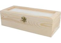 Kist Massief grenenhouten kist met glas 29,5 x 12,5 x 8,8 cm