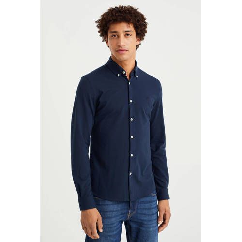WE Fashion slim fit overhemd heavy blue