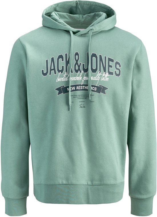 JACK & JONES PLUS SIZE JACK&JONES JJELOGO SWEAT HOOD 2 COL 25/26 NOOS PLS Heren Sweater Mineral Blue 6XL