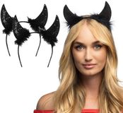 Boland Duivel hoorntjes - Zwart - Kunststof - Halloween Thema - Diadeem