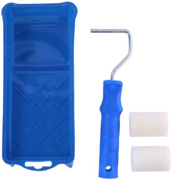 Kinzo Schuim verfroller lakrollers set met verfbak 4-delig - Verfbenodigdheden - Schilderbenodigdheden - Huis schilderen/verven