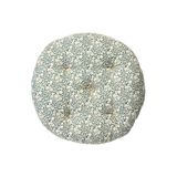 Madam Stoltz ronde katoenen gebloemde sierkussen 45x45 cm - blauw/crème