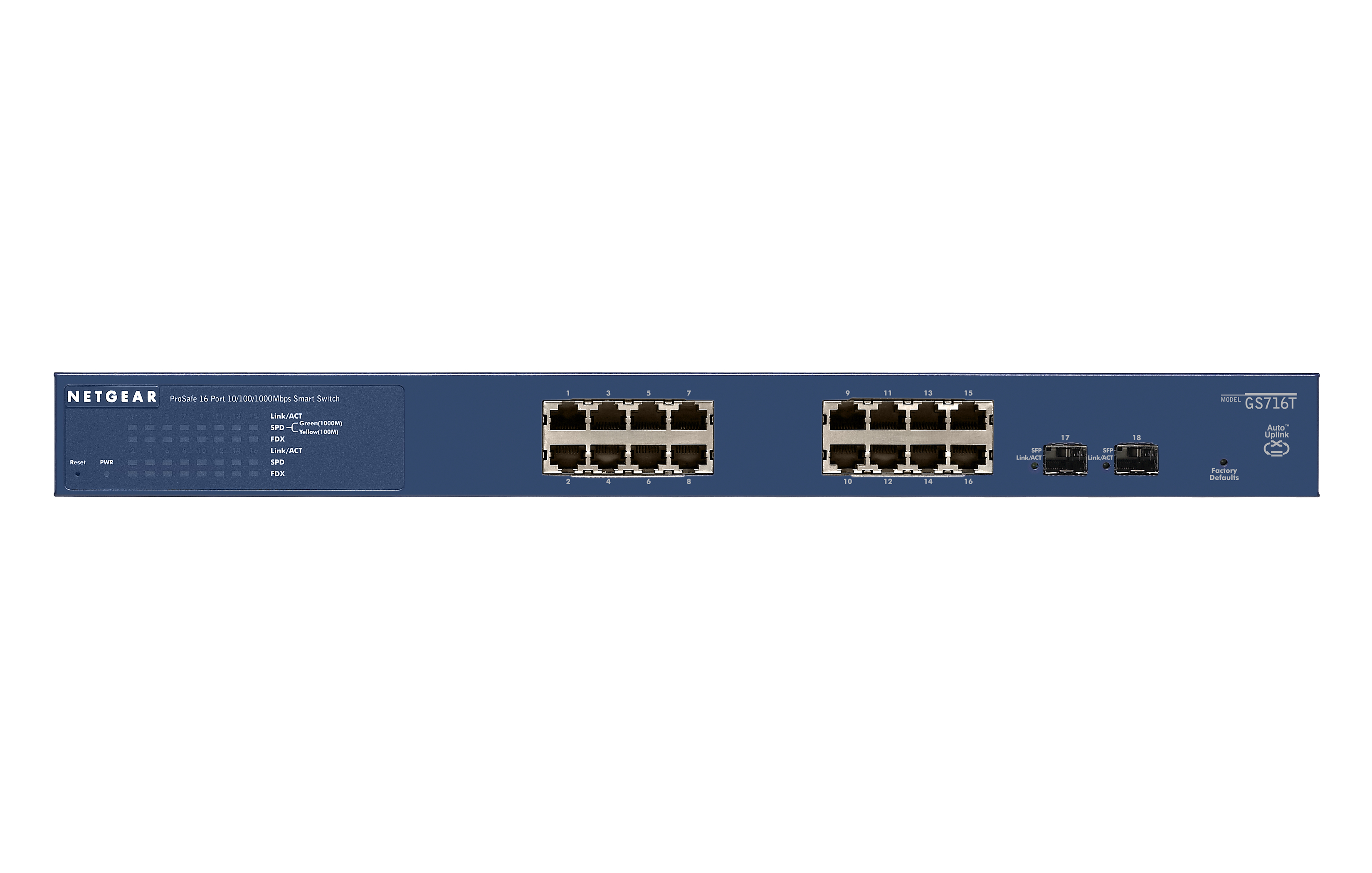 NETGEAR ProSAFE Smart Switch - GS716T - 16 Gigabit Ethernet poorten