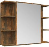 vidaXL - Badkamerspiegelkast - 80x20,5x64 cm - bewerkt hout - gerookt eiken