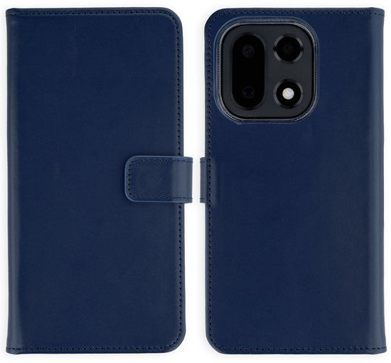 Selencia Hoesje - Echt Lederen Bookcase - Geschikt voor OnePlus 15 - Donkerblauw
