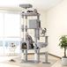 Merkloos / Sans marque SnelShoppen Globlazer Kattenboom XXL 213 cm Luxe Kattenhuis met 2 Grote Platformen en Gevoerde Zitstang Mand, Stabiele Krabpaal van Sisal voor Grote