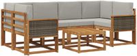 vidaXL Hoek loungeset Acacia hout Naturel en lichtgrijs