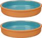La Dehesa Tapas serveerschaal - 2x stuks - terracotta - blauw - D23 x H4 cm