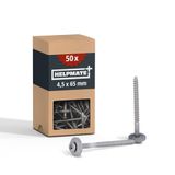 HELPMATE Plaatschroeven 4,5x65 mm Roestvrij Staal A2 50 Stuks DIN 7995 PZ2 Zilver