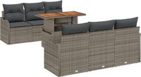 vidaXL Tuinbank Set 7-delig Grijs Polyrattan