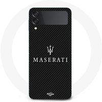 Maserati Hoesje Samsung Galaxy Z Flip4 wit carbon achtergrond