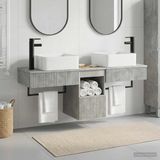 vidaXL Badkamerkastenset 3 st Betongrijs 136 x 35 x 80 cm Bewerkt hout