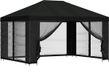 vidaXL Paviljoen met zijwanden, 4 x 3 meter, zwart, polyester en staal