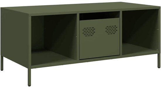 vidaXL Salontafel 101,5x50x43,5 cm koudgewalst staal olijfgroen