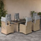 Maison Exclusive - Ensemble de jardin extérieur, 7 pièces, avec coussins, mélange de couleur beige, en polyrotin