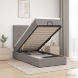 vidaXL Ottoman Bed with Mattress and Headboard Taupe 90 x 200 cm Fabric